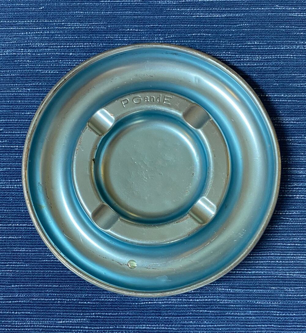 Vintage 1960's PG&E Pacific Gas Electric 7" Ashtray Blue Metal Advertising Cigar